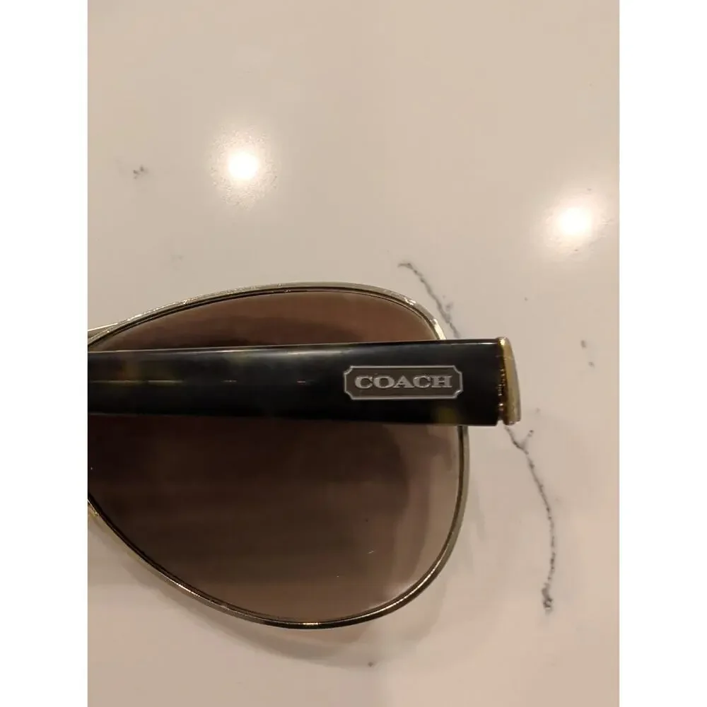Coach Kristina HC7003 Gold/Brown Pilot Sunglasses, 59-13-135, Authentic